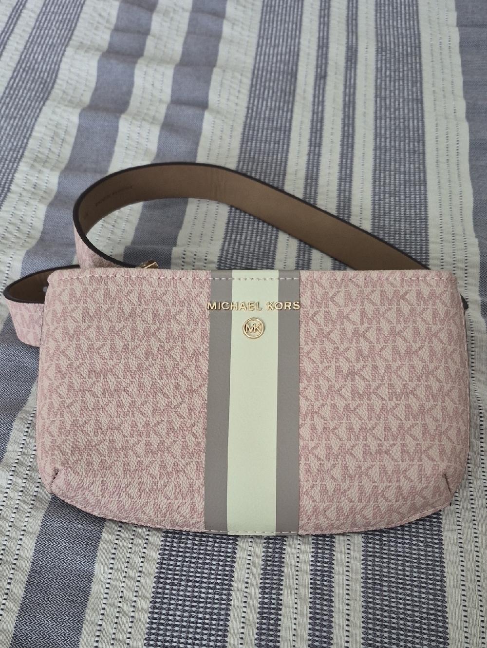 Michael Kors Pink Signature Stripe Crossbodybeltbag
